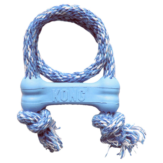 KONG Puppy Goodie Bone with Rope Dog Toy, X-Small, Colors May Vary