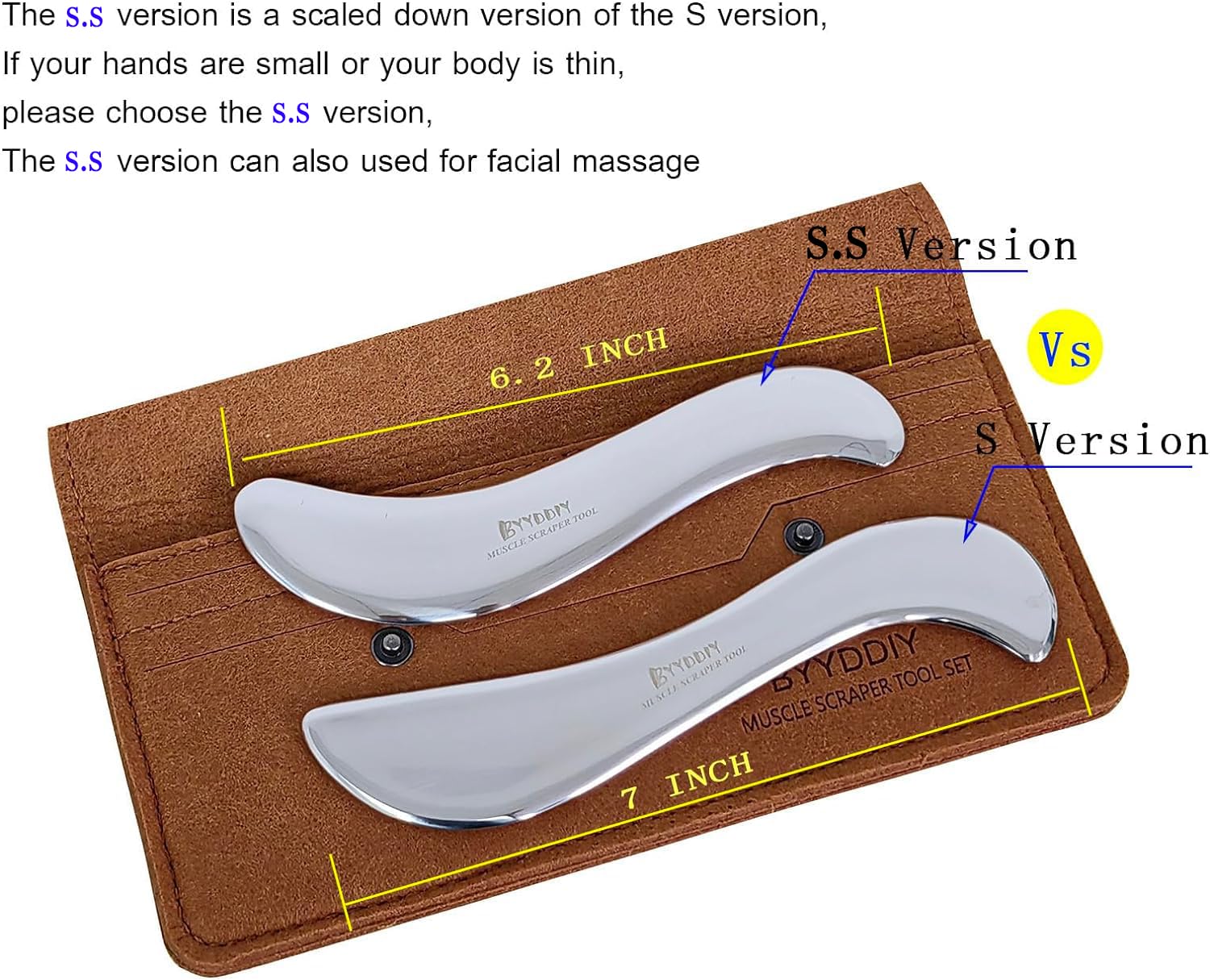 Gua Sha - Herramientas de raspador muscular, herramienta de masaje de raspado de acero inoxidable para tejido suave, herramientas de raspado miofascial para herramientas de terapia física de tejido cicatriz, herramientas IASTM
