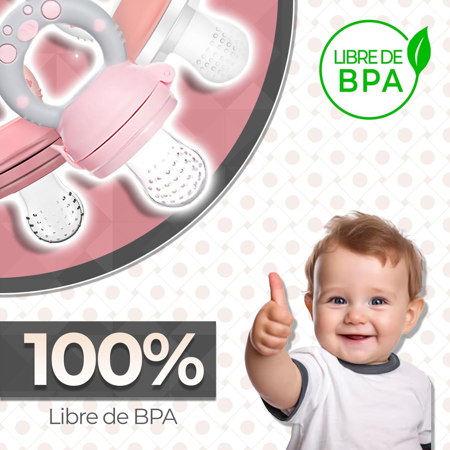 Chupones alimentadores para frutas y papillas con tapa libre de bpa, dibujos animados, 4m+ 3 piezas (pig rosa / pig rosa gris / pig blanco rosa)