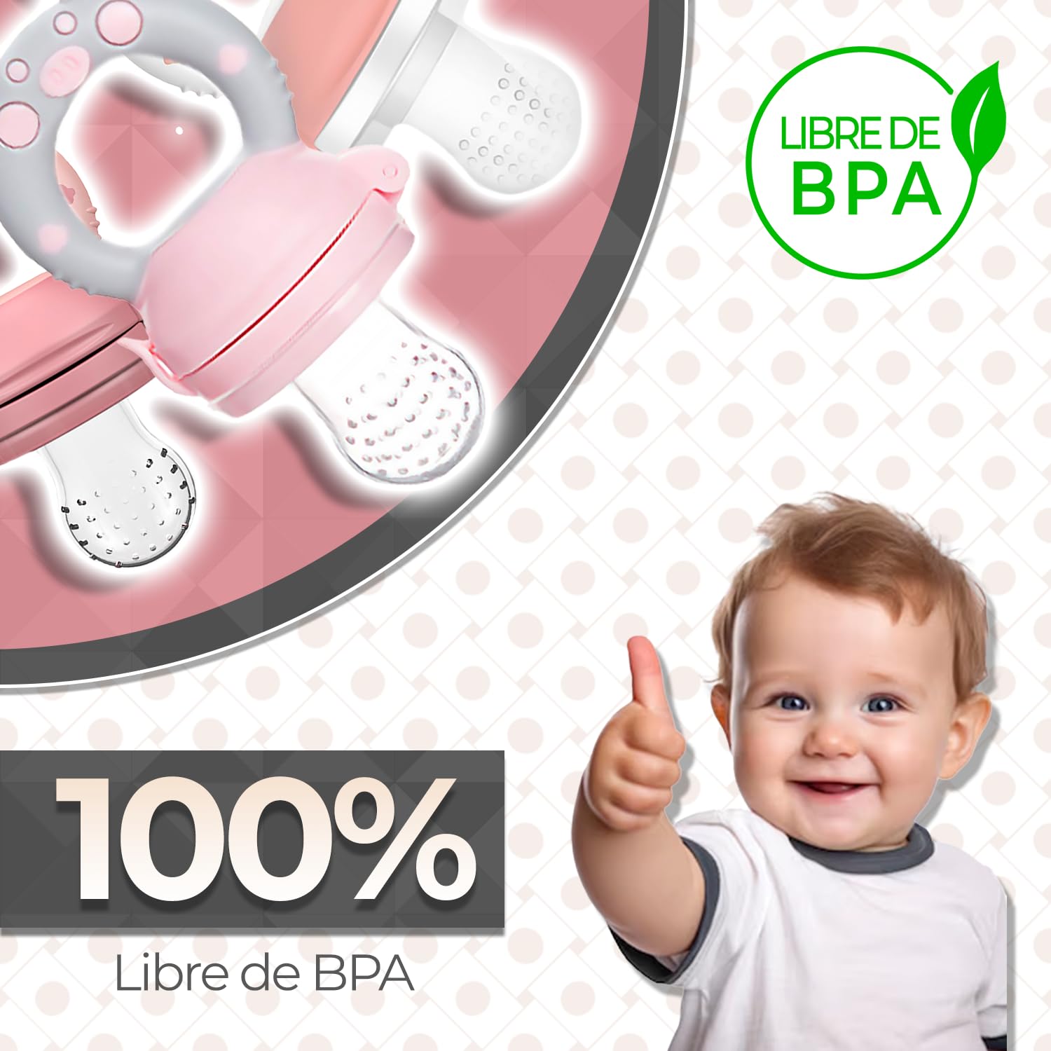 Chupones alimentadores para frutas y papillas con tapa libre de bpa, dibujos animados, 4m+ 3 piezas (pig rosa / pig rosa gris / pig blanco rosa)