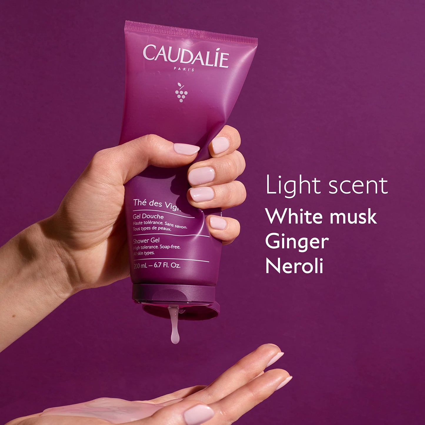 Caudalie Gel de Ducha Hidratante Corporal Thé des Vignes, Vegano, Sin jabón, Ultrasuave - 200 mL