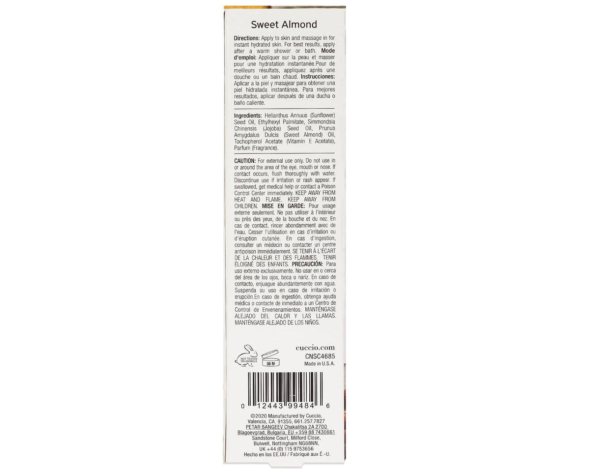 Hydrating Dry Body Oil - Sweet Almond by Cuccio Naturale for Unisex - 3.38 oz Oil