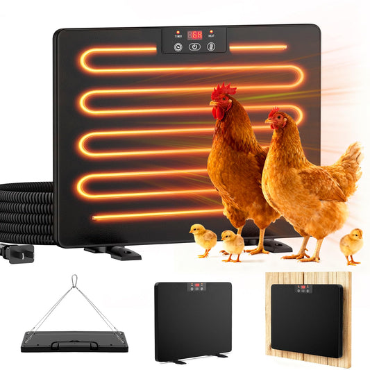 Calentador Inteligente de Pollos de 200 W con Regulador de Temperatura y Temporizador para Invierno