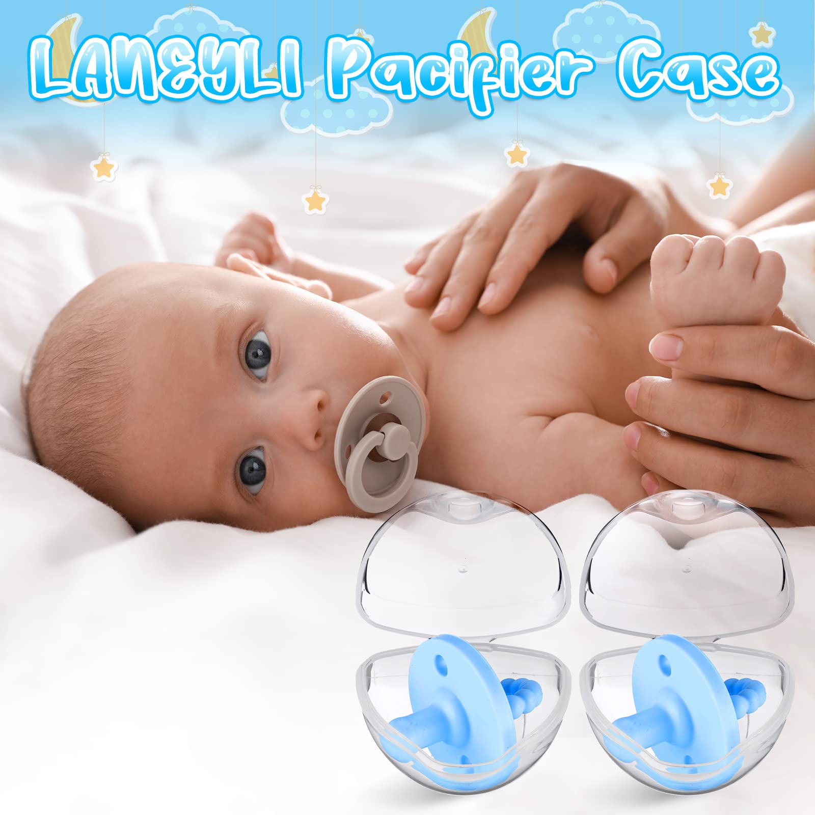 Estuche para Chupón Bebé Transparente con Clip para Viajes