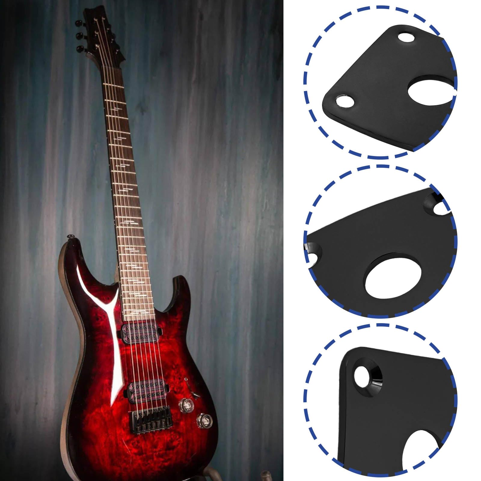 YINETTECH - Cubierta de enchufe de guitarra eléctrica cuadrada de chapa de metal de 35 x 35 mm, apertura de 10 mm, con tornillos compatibles con Gibson Les Paul se adapta a Jack de 1/4 pulgadas, color