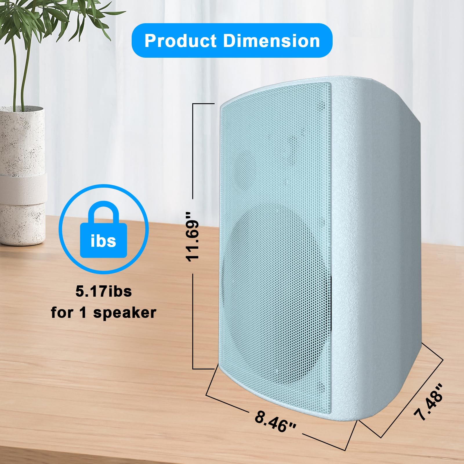 STUDIOFINIX 800W 6.5 Inch Bluetooth Altavoces de Exterior con Amplificador Multifuncional Sistema de Altavoces de Pared Resistente a la Intemperie para Patio Jardín Piscina Casa (4 Altavoces)
