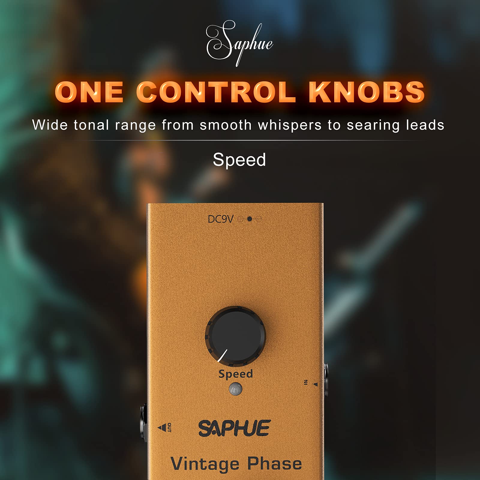 Pedal de Efectos de Guitarra SAPHUE Acero Mini con Perilla de Velocidad