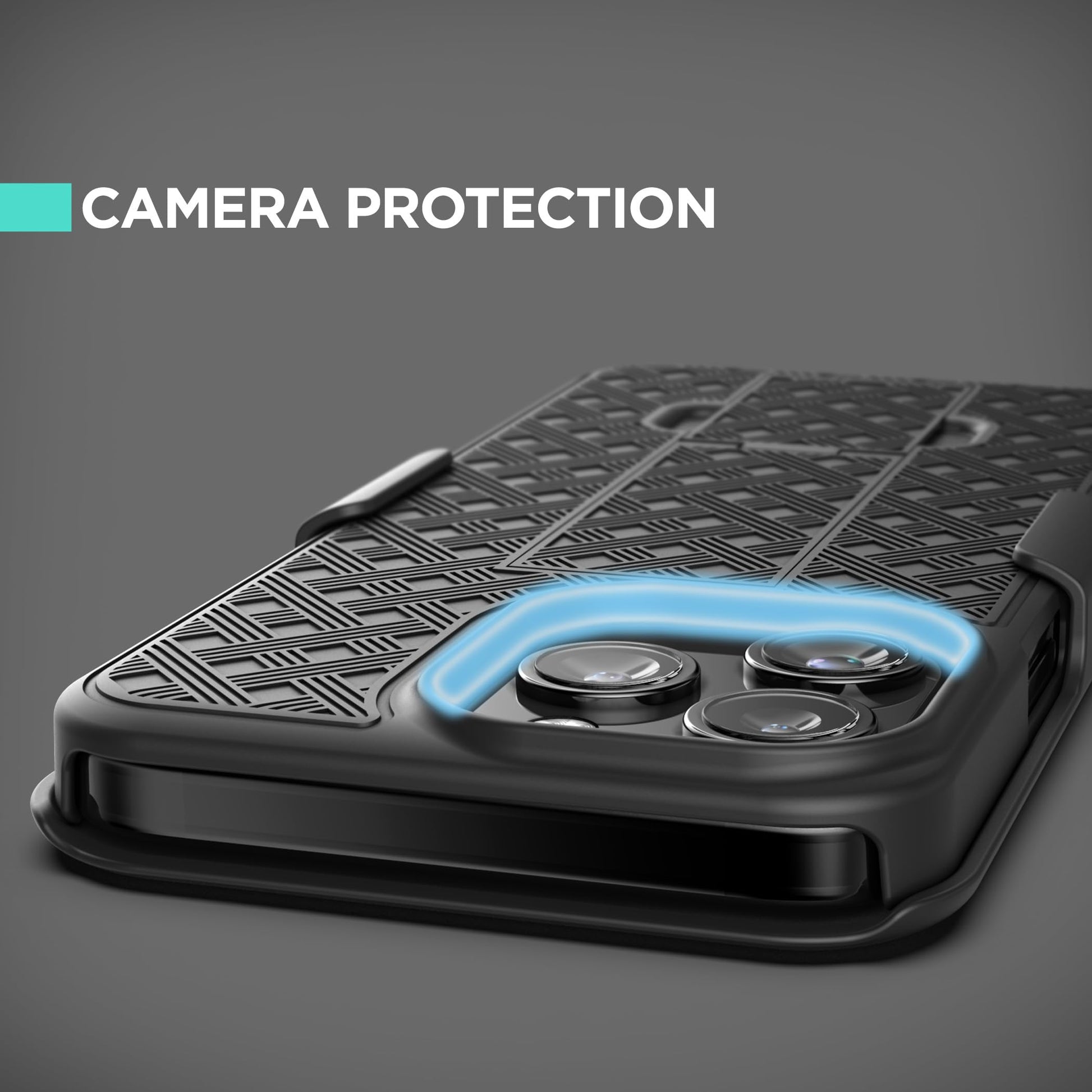 Galvanox Funda diseñada para iPhone 15 Pro Max con clip para cinturón (2023) Ultra Durable PC cubierta dura Combo Shell (negro)