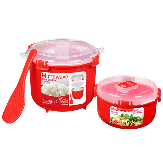 Sistema Arrocera y Vaporizador para Verduras Rojo con Ventilación de Liberación de Vapor apto para Lavaplatos