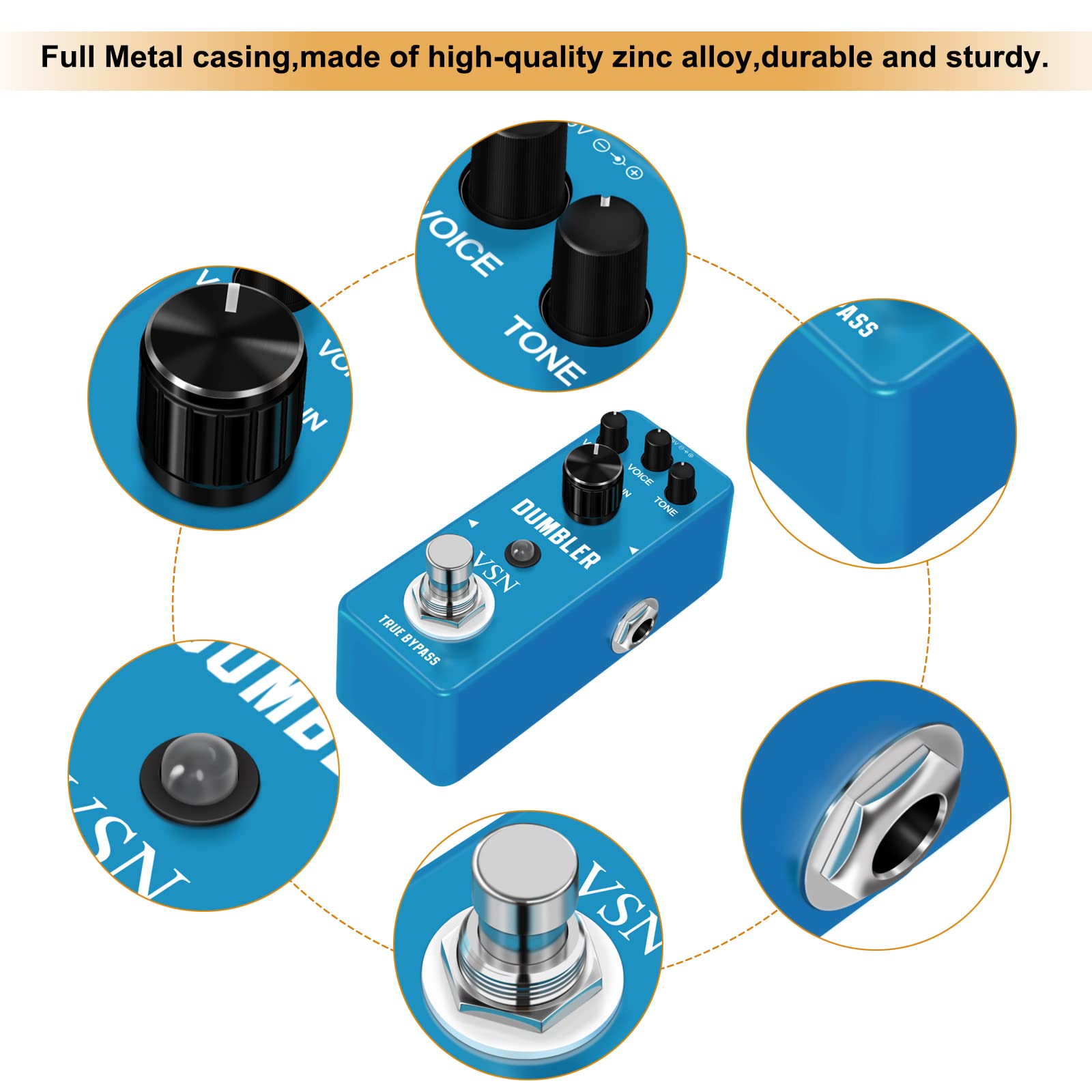 VSN Distortion Overdrive Dumbler Pedal Analog Dumbler Overdrive Pedals For Electric Guitar With Amp Simulator Effect Pedal For Mini Size Ture Bypass
