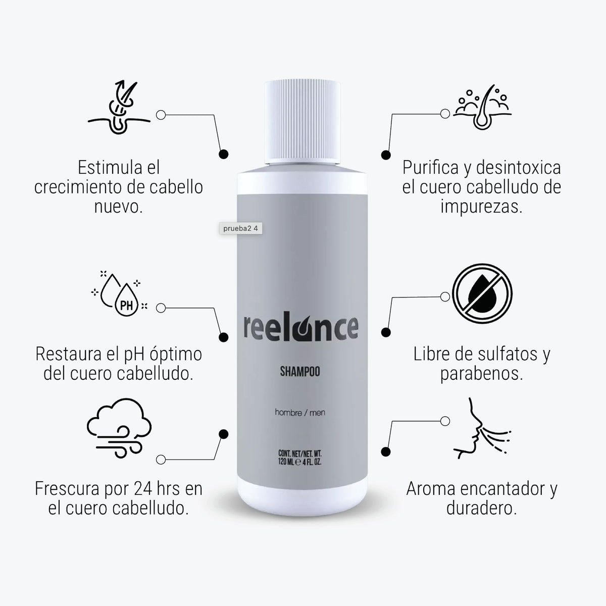 Tratamiento Anticaída de Cabello Reelance Hombre Shampoo 120 ml y Loción 60 ml para Alopecia