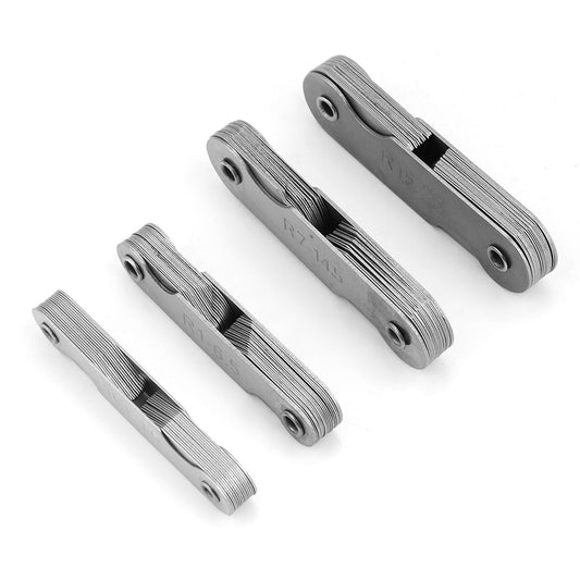 Hyuduo 4Pcs Radio Calibradores Acero Inoxidable Cóncavas/Convexos Medidor de Arco Herramienta de Medida de Bolsillo R0.3-1.5 / R1-6.5 / R7-14.5 / R15-25Mm Reemplazo de Gage