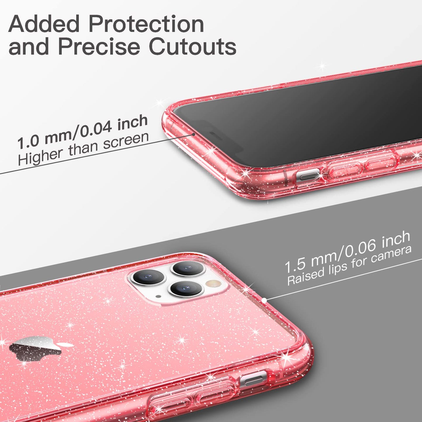 JETech Funda Glitter para iPhone 11 Pro, 5,8 Pulgadas, Carcasa Teléfono Bumper Antigolpes Bling Sparkle, Cute Brillante para Niñas y Mujeres (Rojo)