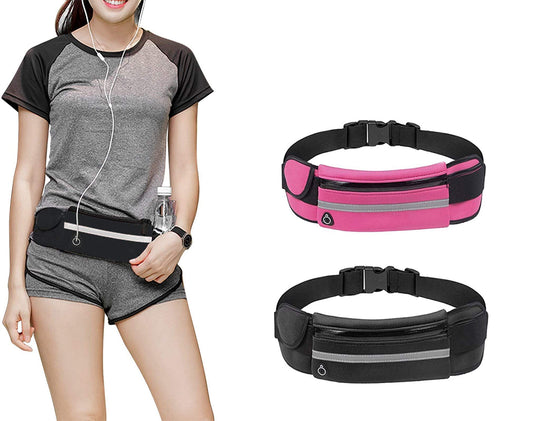 Cangurera Deportiva Riñonera Reflectante Unisex Negra con Correa Ajustable para Running y Seguridad de Accesorios