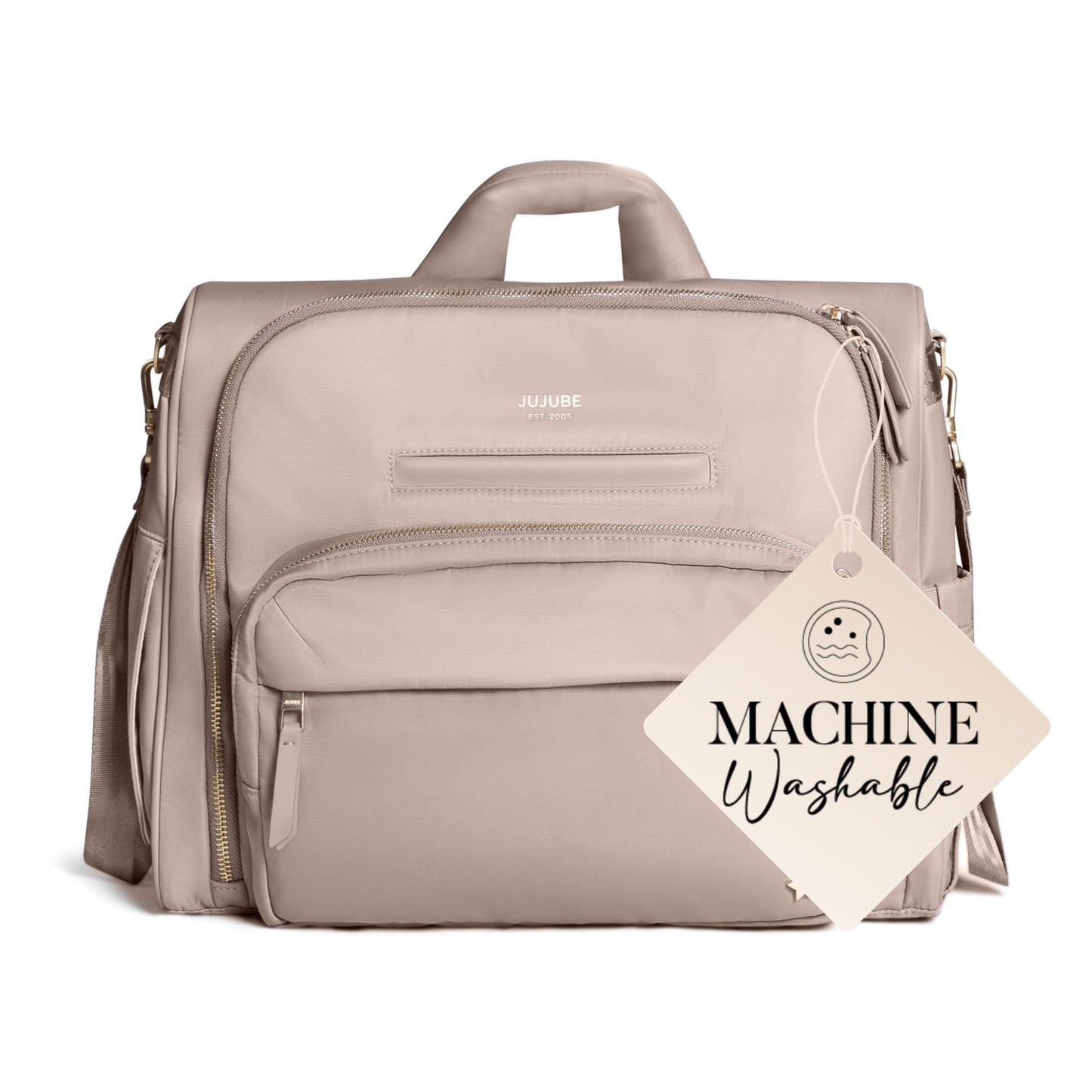 JuJuBe - Bolsa de pañales convertible con cambiador portátil, mochila de viaje, para llevar biberones, pañales, chupetes, aperitivos, color gris pardo, regalo del día de la madre