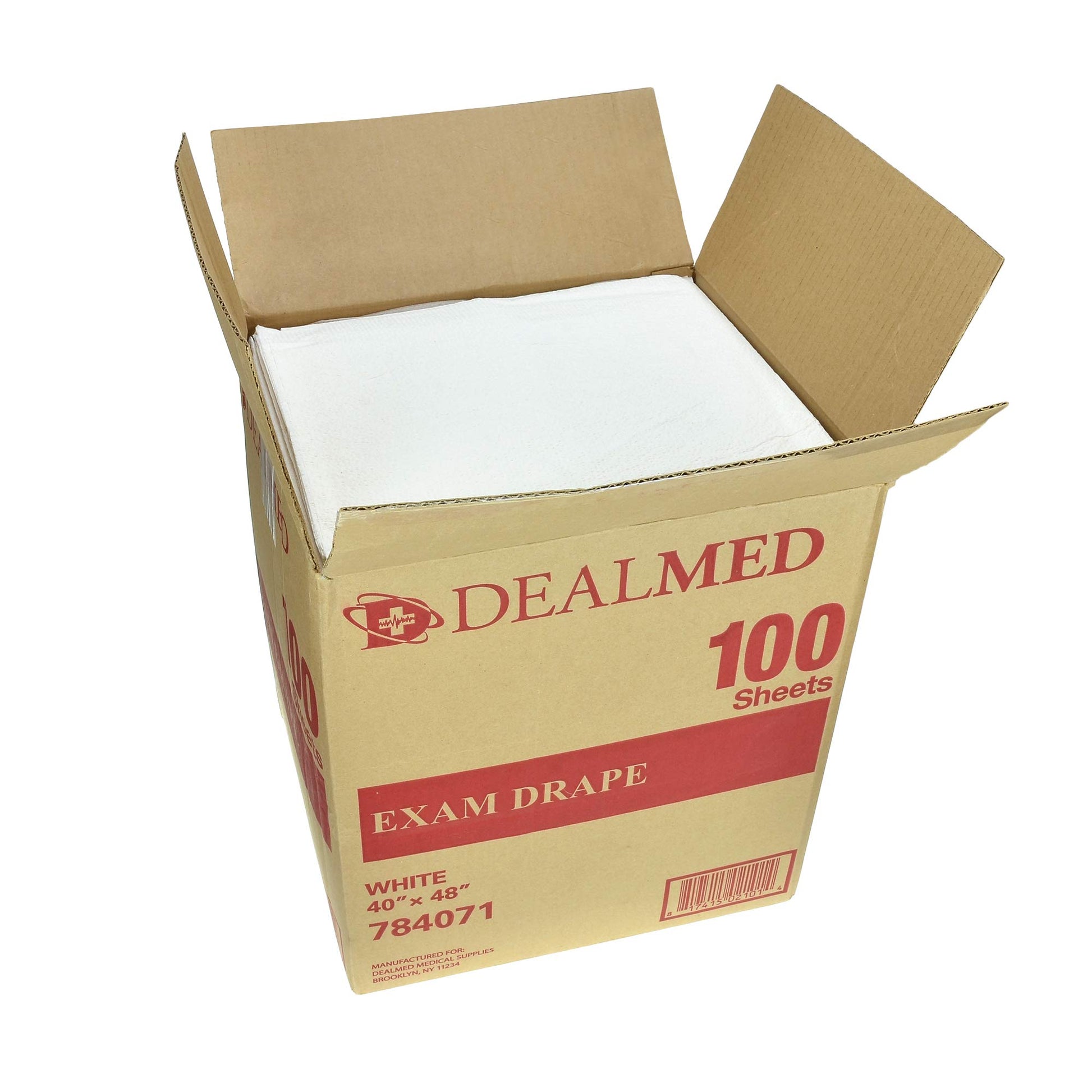 Dealmed - Sábanas drapeadas – 100 unidades de 2 capas, material blanco, perfectas para hospitales, instalaciones médicas y consultorios médicos, 40 x 48 pulgadas