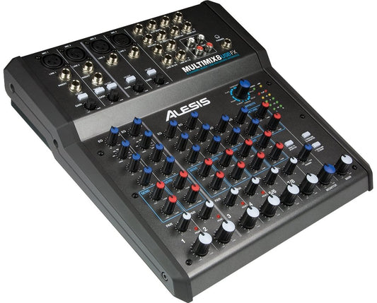 Alesis MultiMix 8 USB FX - Mezclador de estudio de 8 canales con efectos incorporados e interfaz audio USB para sonido en directo y grabación en casa