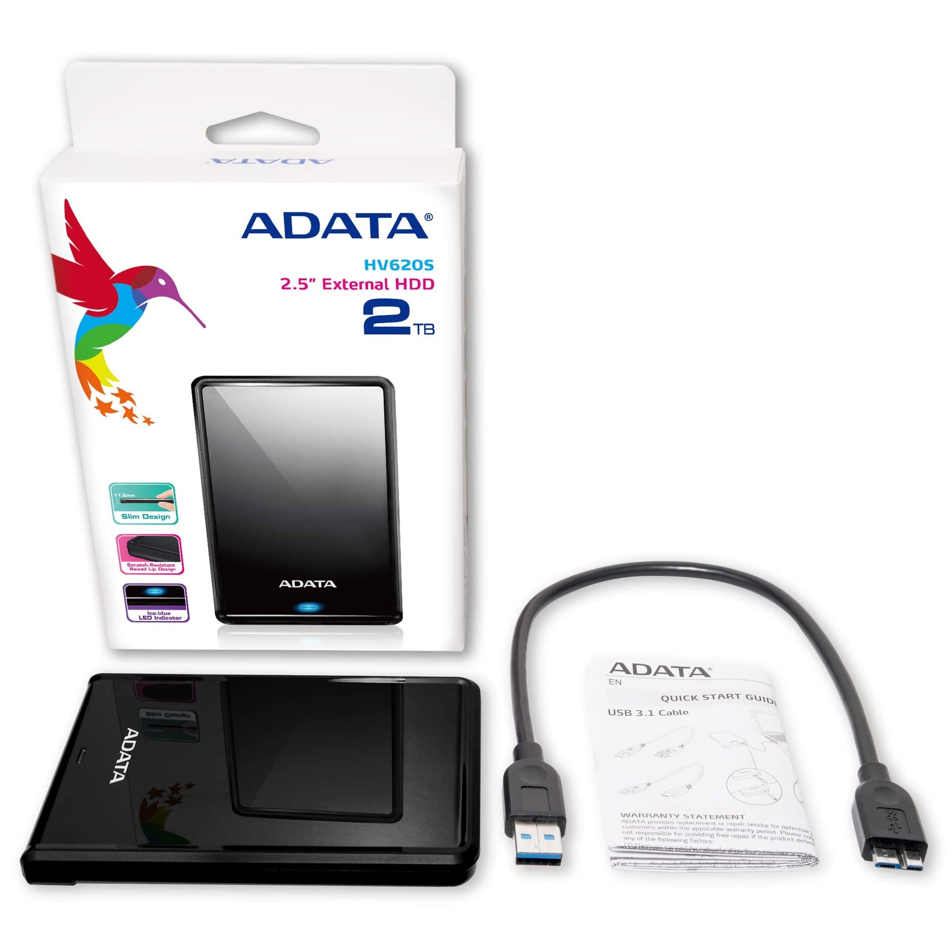 Disco Duro Externo ADATA Negro 2TB USB 3.1