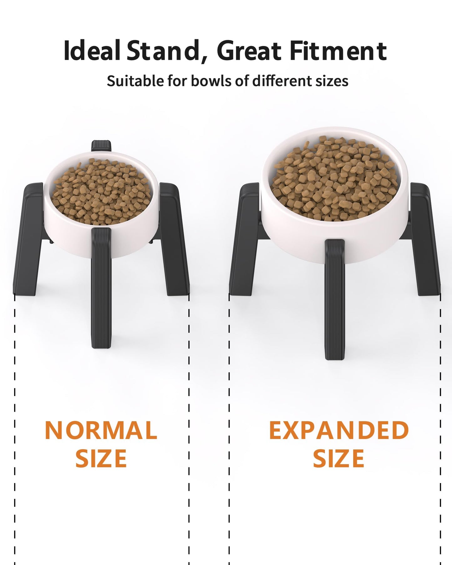 CZPET - Soporte para tazón para perros con ancho ajustable, tazón elevado para agua y comida para mascotas pequeñas, medianas y grandes, estable y antideslizante