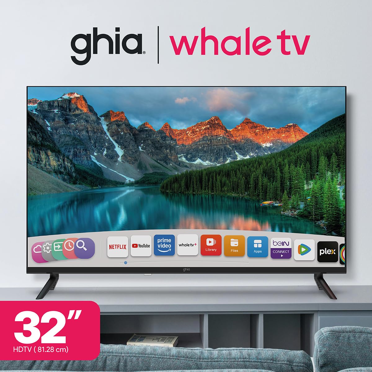 GHIA Pantalla Smart TV 32" Whale TV, HD 3 HDMI, 2 USB, Dolby Audio