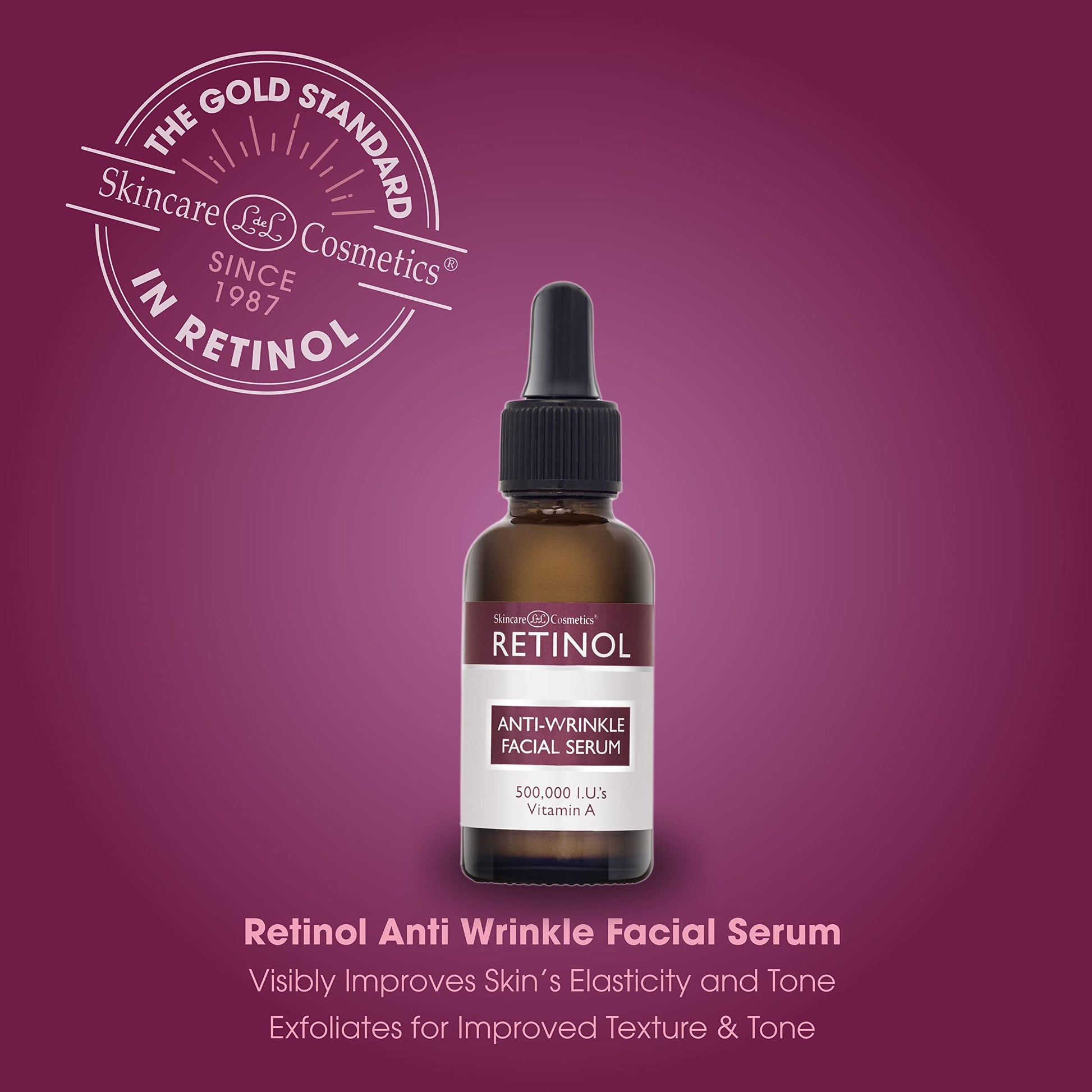 Retinol Anti-Wrinkle Facial Serum – Vitamin A Concentrate Improves Skin’s Elasticity & Tone and Minimizes Appearance of Fine Lines & Wrinkles – Look Younger With The Age-Defying Power Of Retinol