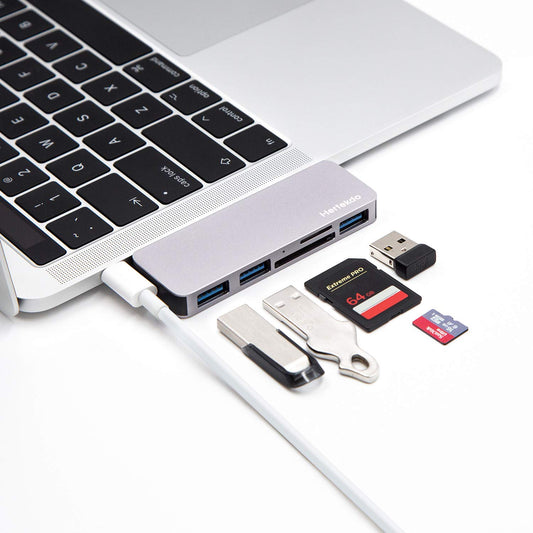 Adaptador USB C Hub Tipo C con 3 Puertos USB 3.0 y Lector de Tarjeta SD/TF Compatible con MacBook, MacBook Pro, MacBook Air, Dell, Asus, Huawei, Microsoft Surface
