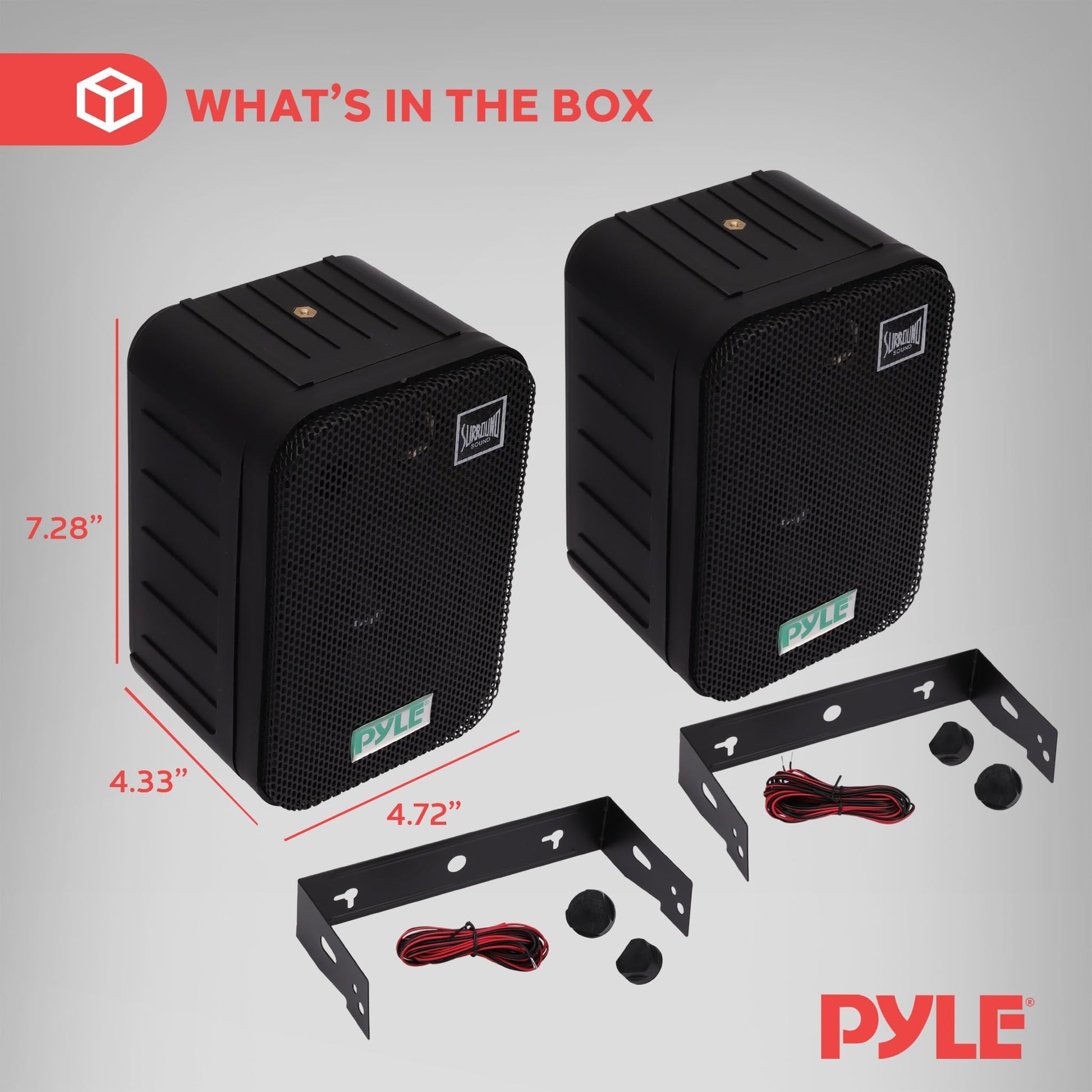 Dual Waterproof Outdoor Speaker System - 3.5 Inch Pair of Weatherproof Wall / Ceiling Mounted Speakers w/ Heavy Duty Grill, Universal Mount - For Use in the Pool, Patio, Indoor - Pyle PDWR30B (Black)
