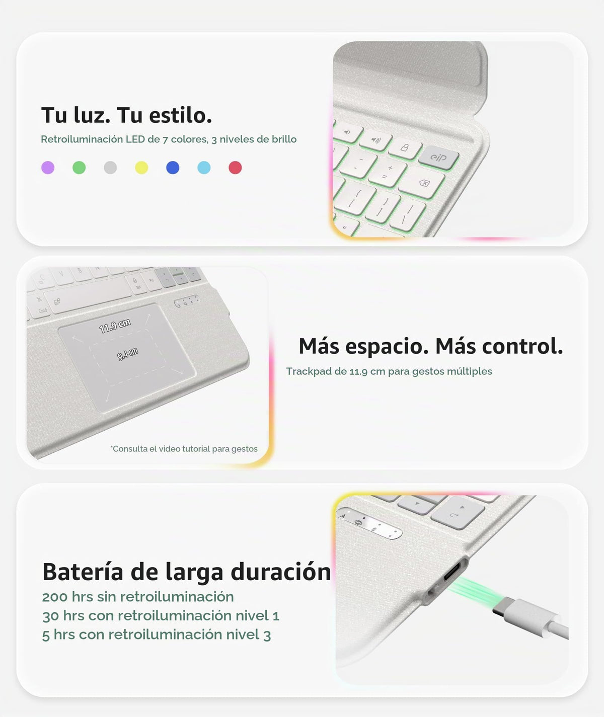 Funda con Teclado Bluetooth EIP Azul Desmontable con Trackpad para iPad Air de 13 Pulgadas