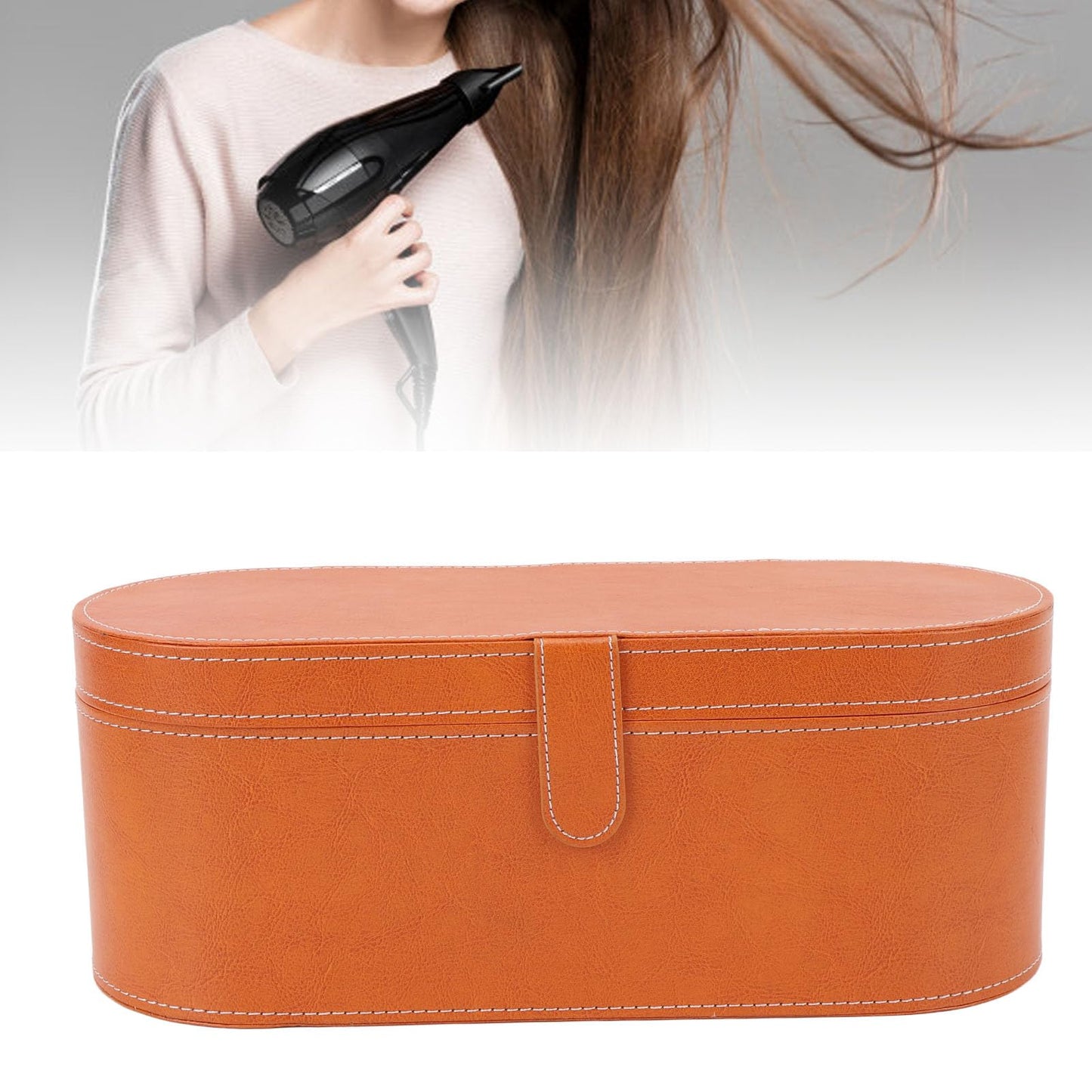 Bolsa de Viaje para Herramientas para el Cabello Resistente a Impactos, Elegante Caja de Almacenamiento de Cuero PU para Secador de Pelo, Portátil e Impermeable, Estuche de Viaje