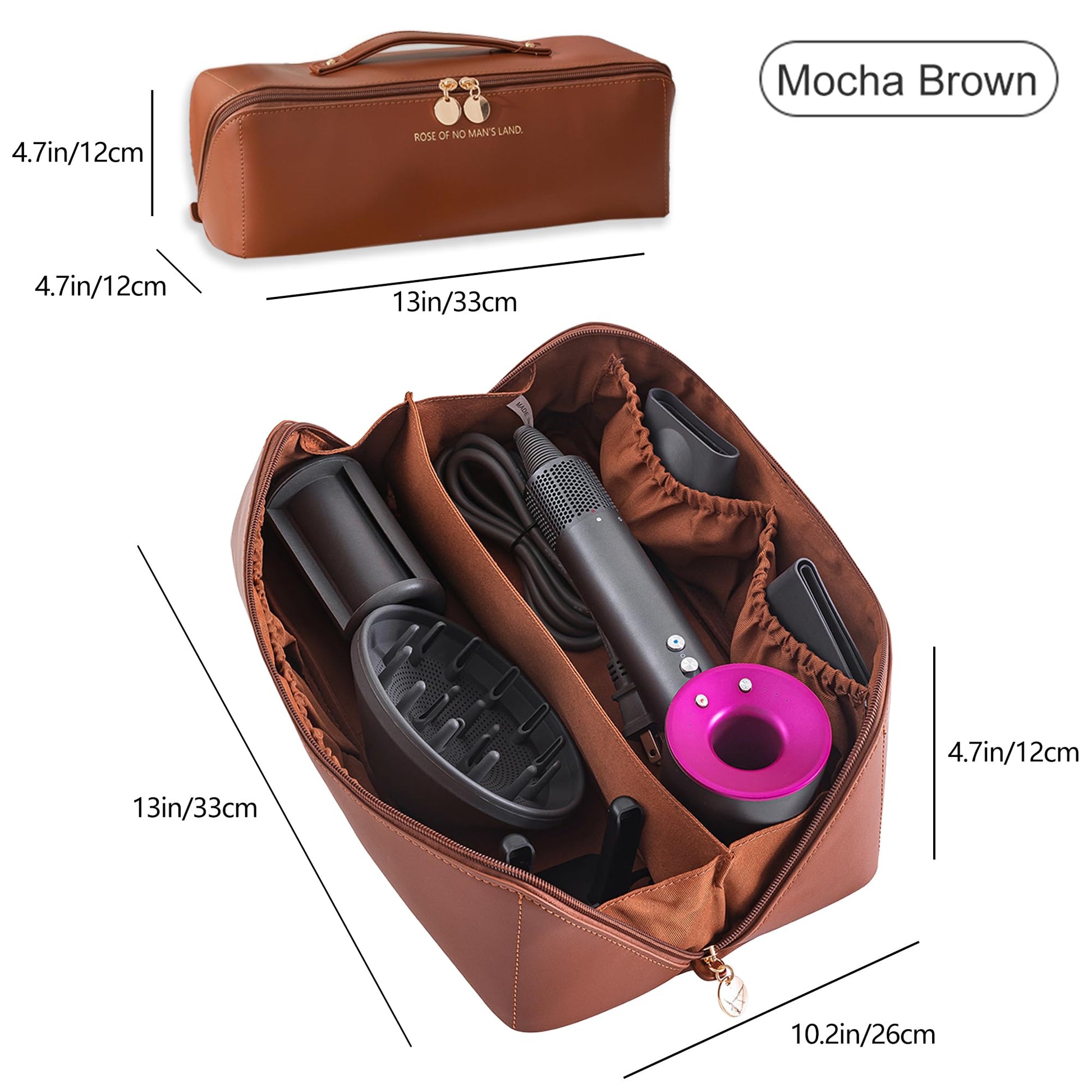 Linpr Estuche de Viaje Compatible con Dyson Airwrap Styler, Bolsa de Almacenamiento de Viaje Portátil para Secador de pelo, Estuche Organizador Impermeable para Shark Flexstyle (Marrón)