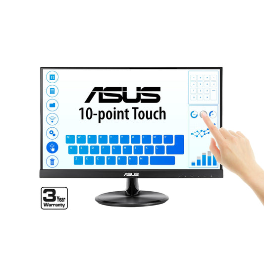 Asus Monitor Touch 21.5" VT229H, Full HD (1920 x 1080), 10 Puntos táctiles, panel IPS, sin marco, antiparpadeo, Filtro de luz Azul, HDMI, dureza 7H