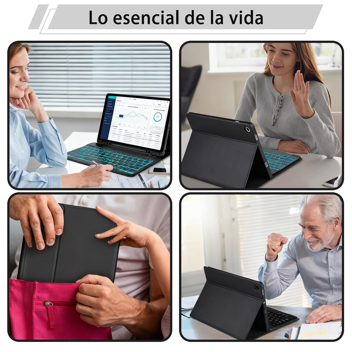 Funda con Teclado JUGZCXD Negro Compatible para Samsung Galaxy Tab S10FE 10.9 Pulgadas