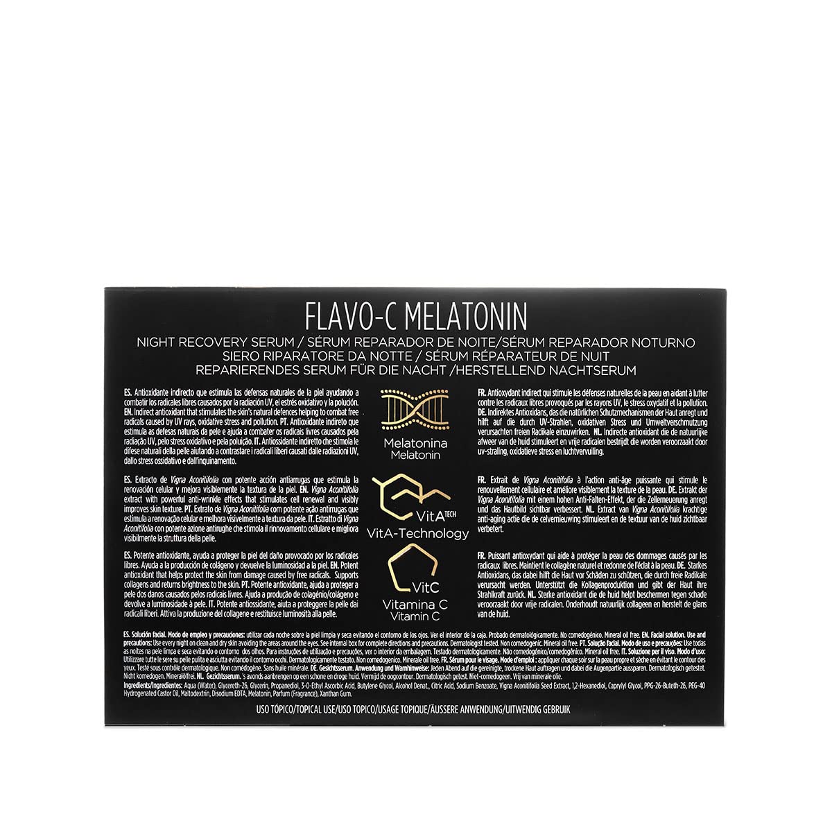 ISDIN Isdinceutics flavo-c melatonin, serum facial reparador de noche con vitamina c, estimula las defensas antioxidantes de la piel, 10 ampolletas