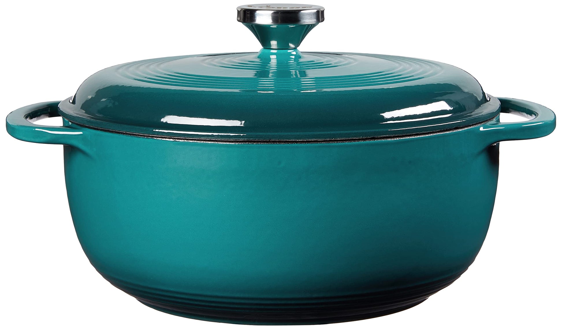 Lodge - Horno holandés de hierro fundido esmaltado de 4.5 cuartos con tapa, asas dobles, apto para horno hasta 500 °F o en estufa, uso para marinar, cocinar, hornear, refrigerar y servir - Laguna