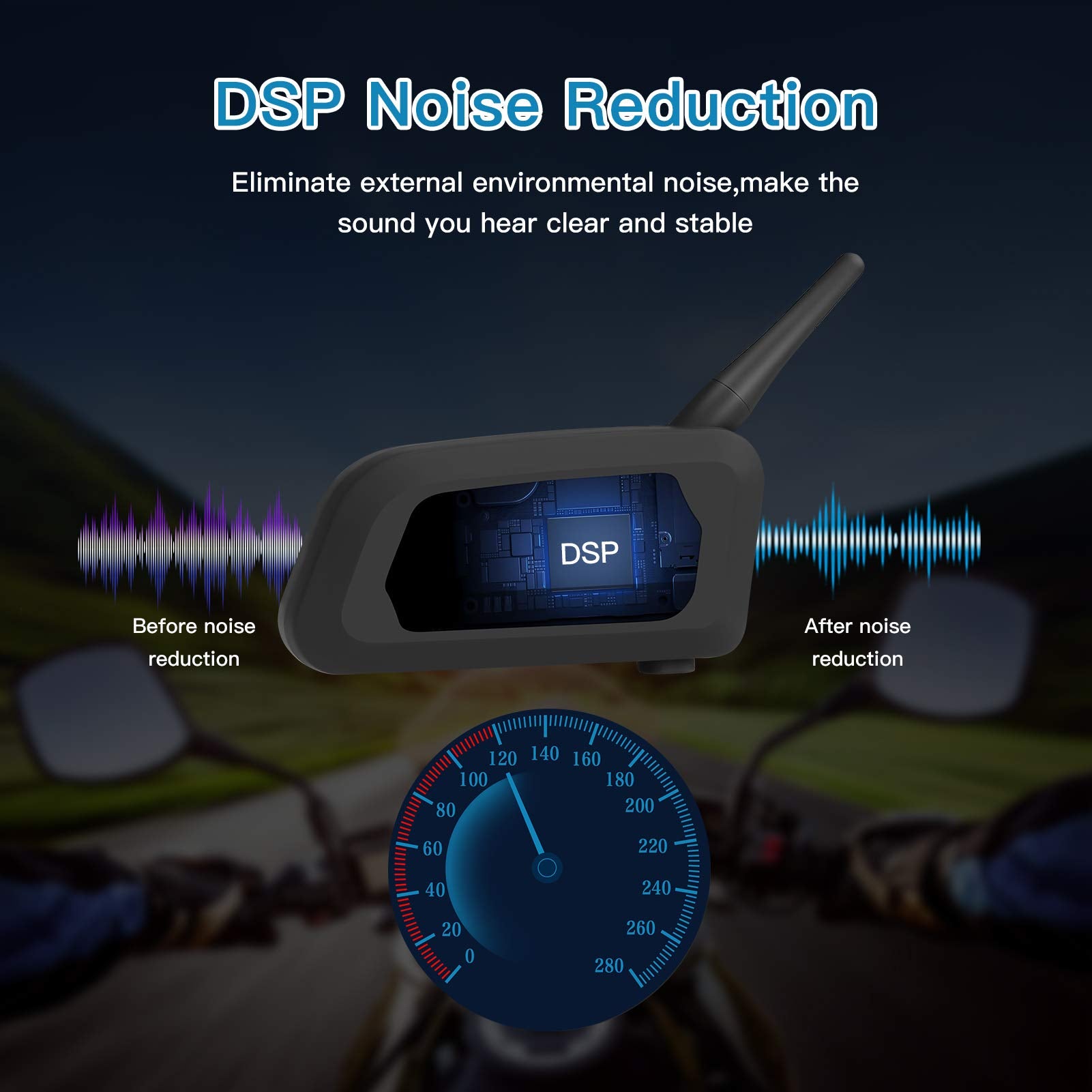 EJEAS V6 Pro Intercomunicador para Casco de Moto, 2 Riders 1200M Sistema de Comunicación Universal con Cancelación de Ruido y Resistente al Agua para Dirt Bike/ATV/Moto de Nieve (1PC)