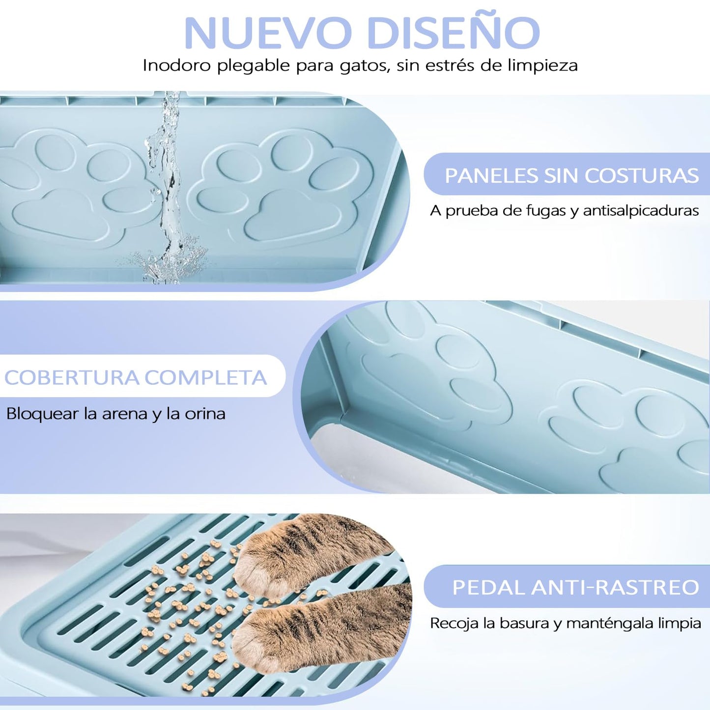 Caja de Arena Grande JZCQZCXB Gris con Diseño de Cajón para Gatos hasta 15kg