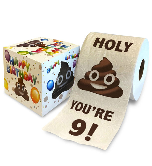 Papel Higiénico Impreso TP Holy Poop You're 9 Divertido para Niños y Niñas