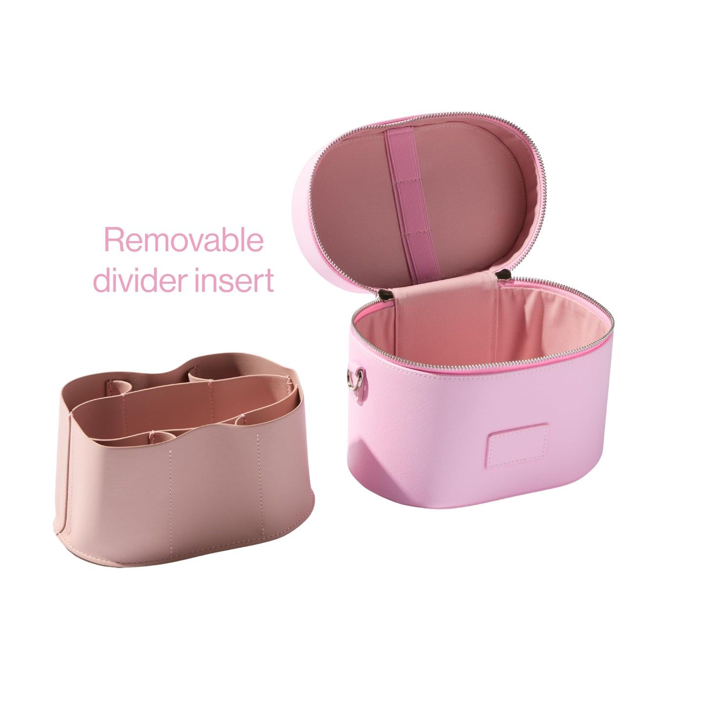 ETOILE - Estuche de aseo ovalado, organizador de bolsa de maquillaje de viaje con correa para el hombro y divisor extraíble, Rosado lavanda, Mini estuche de viaje cosmético