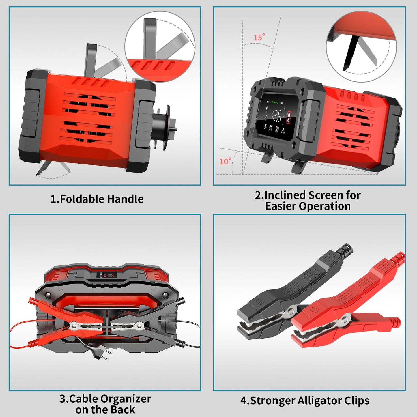 YONHAN Cargador de batería Automotriz 12V 5A Mantenedor de batería Inteligente Cargador Lento para automóvil Barco Motocicleta Cortacésped Batería de Plomo ácido sellada Marina y más