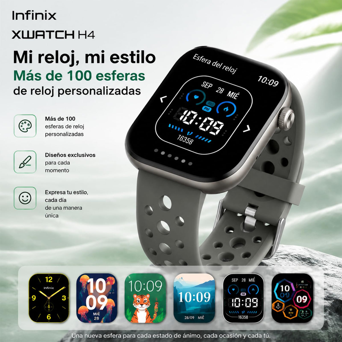 Smartwatch Infinix Xwatch H4 Gris con Llamadas Bluetooth 5.3 Pantalla LCD 2.04"