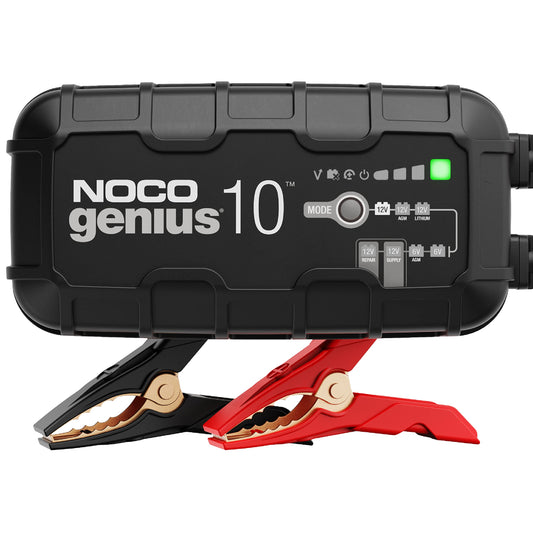 NOCO GENIUS10: Cargador de batería Inteligente 6V/12V 10A – Mantenedor automático, Cargador Lento y desulfatador con protección contra sobrecarga y compensación térmica – para baterías Plomo y Litio