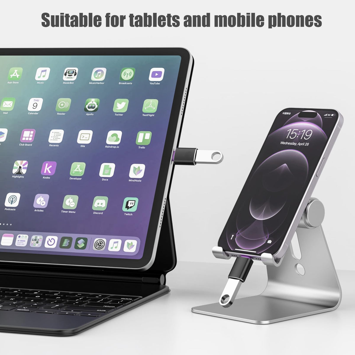 Adaptadores USB a USBC TFAK Negro Paquete de 10 Compatibles con iPhone iPad Google Pixel