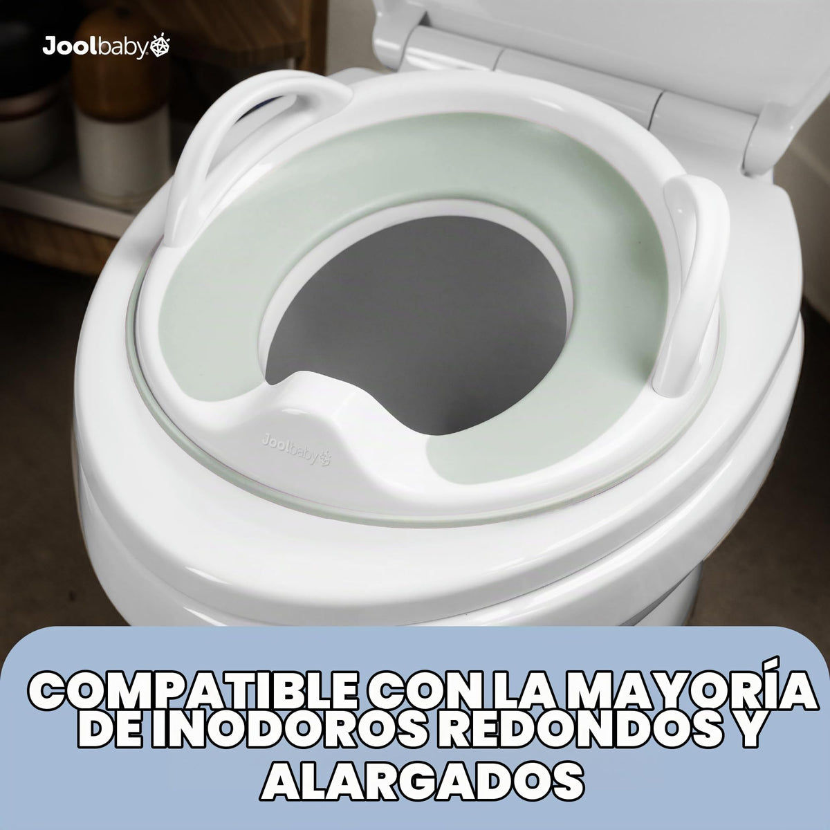 Jool Baby Asiento de entrenamiento para inodoro para niños y niñas con asas, se adapta a inodoros redondos y ovalados, antideslizante con protector contra salpicaduras, incluye gancho de