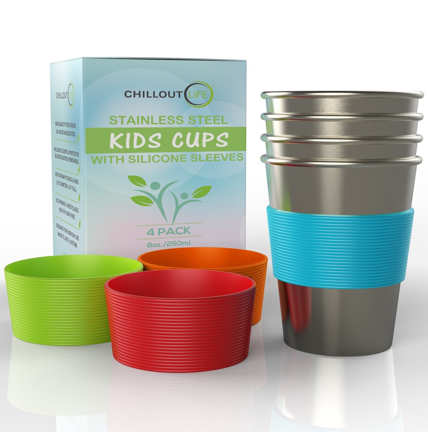 Tazas de acero inoxidable para niños de 236 ml, Multicolor, 236.58ml (8oz)
