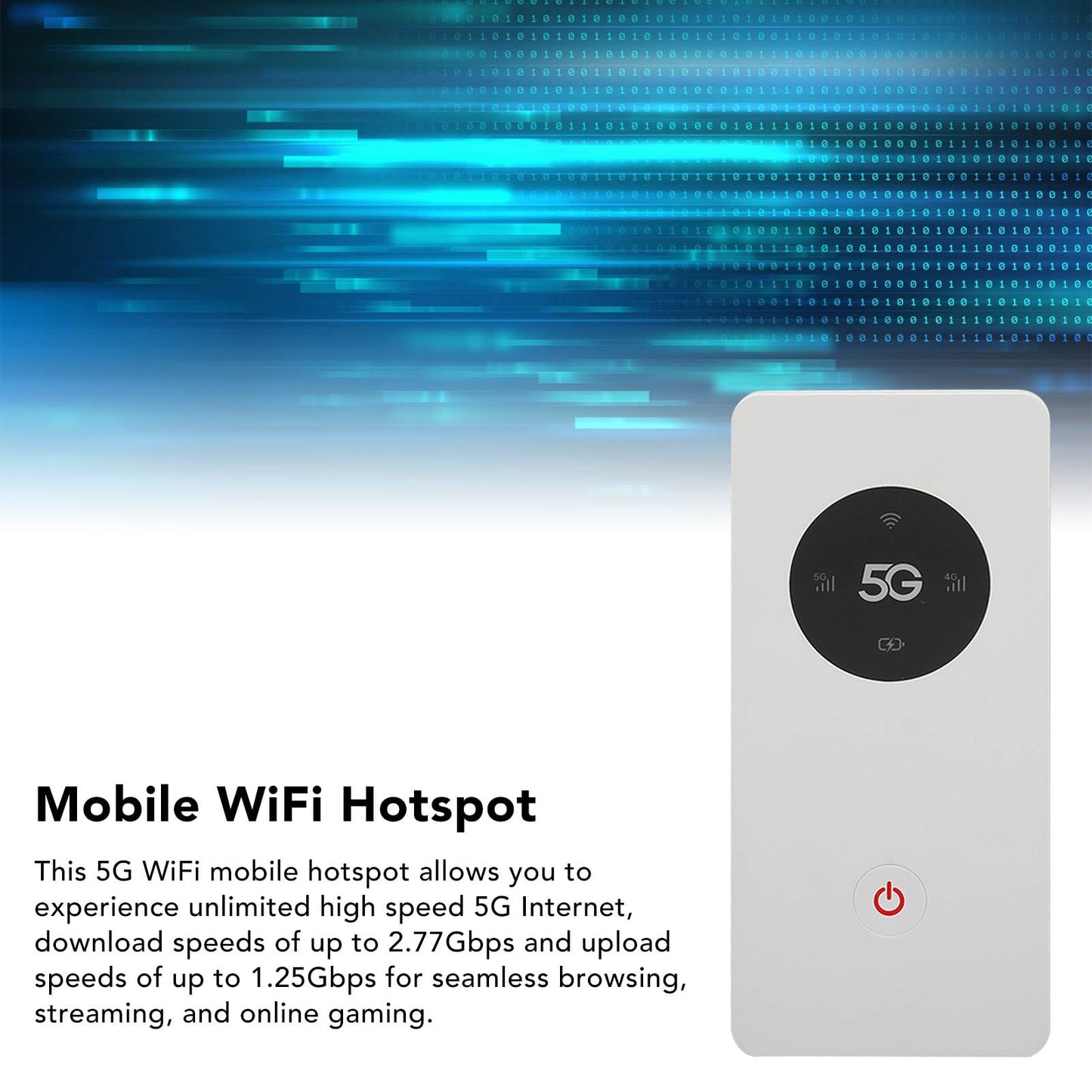 Bewinner Real 5G WiFi Mobile Hotspot con Cable USB, Enrutador WiFi 5G Nano con Ranura SIM 2,77 Gbps DL 1,25 Gbps UL 16 Dispositivos de Capacidad