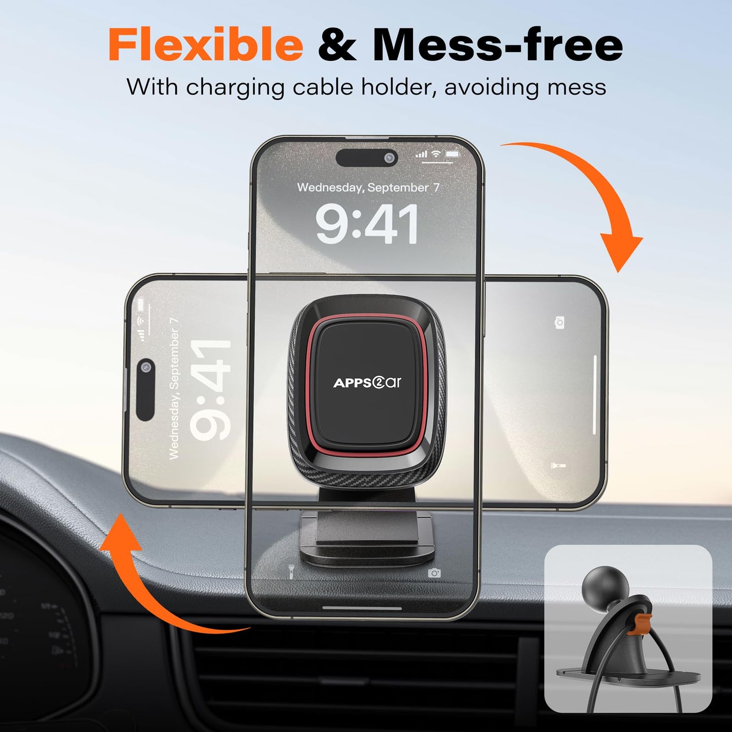 Soporte Magnético para Celular APPS2Car Negro Imán Súper Fuerte Automóvil
