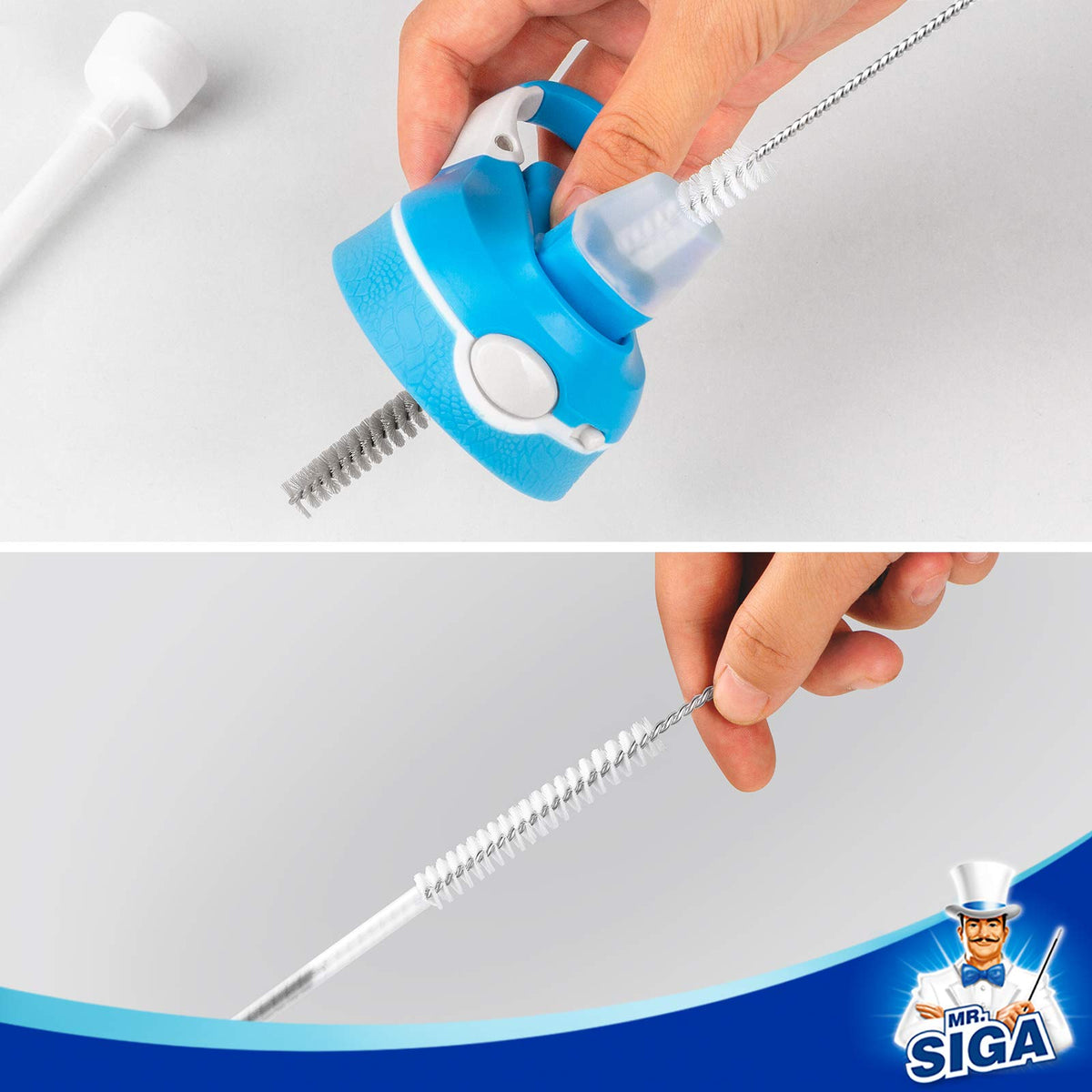 MR.SIGA Juego 5 Cepillos para Botellas con Soporte Almacenamiento, Blanco