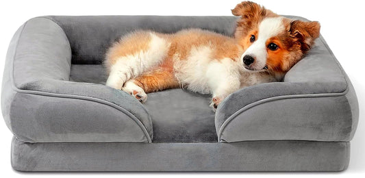 Cama para perro mediano PREMIUM - cama Para mascota transpirable e impermeable, Sofa cama perro con soporte para cabeza, funda extraible lavable y antideslizante en la parte inferior (GRIS, MEDIANA)