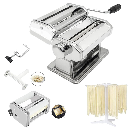 Máquina para Hacer Pasta MZTOGR Acero 150 mm con Accesorio para Raviolis y 9 Ajustes de Grosor