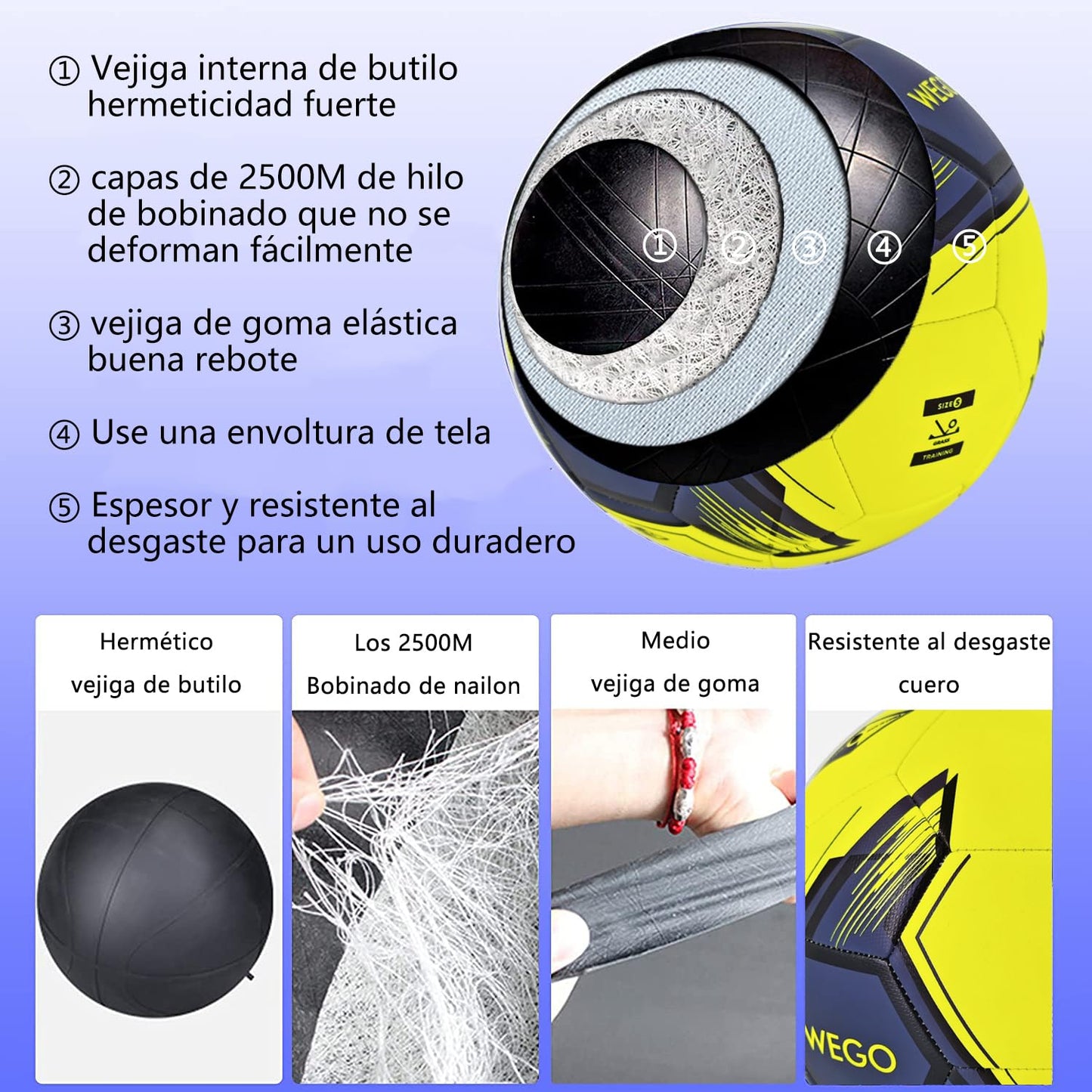 Balón de Fútbol Soccer MORNWELL WEGO Classic Profesional No. 5